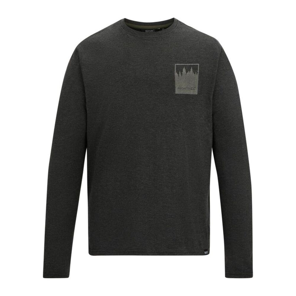 Regatta Mens Maylow Retro Poster Back Print Long-Sleeved T-Shirt / Black